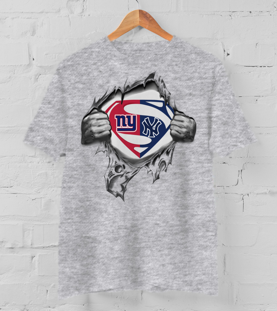 Giants New York Yankees Superman Logo Mashup T-Shirt