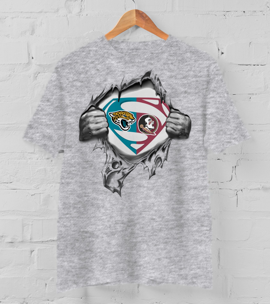 Jaguars Florida State Seminoles Superman Logo Fusion T-Shirt