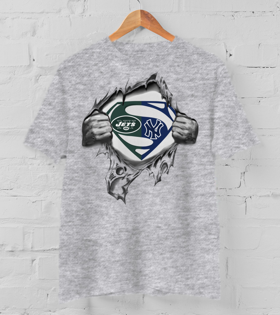 Jets New York Yankees Superman Logo Mashup T-Shirt
