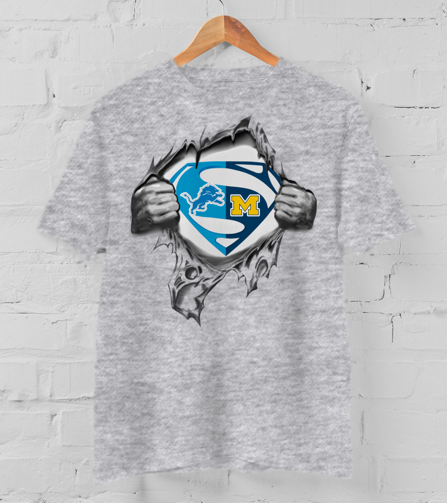 Lions Michigan Wolverines Superman Logo Combo T-Shirt