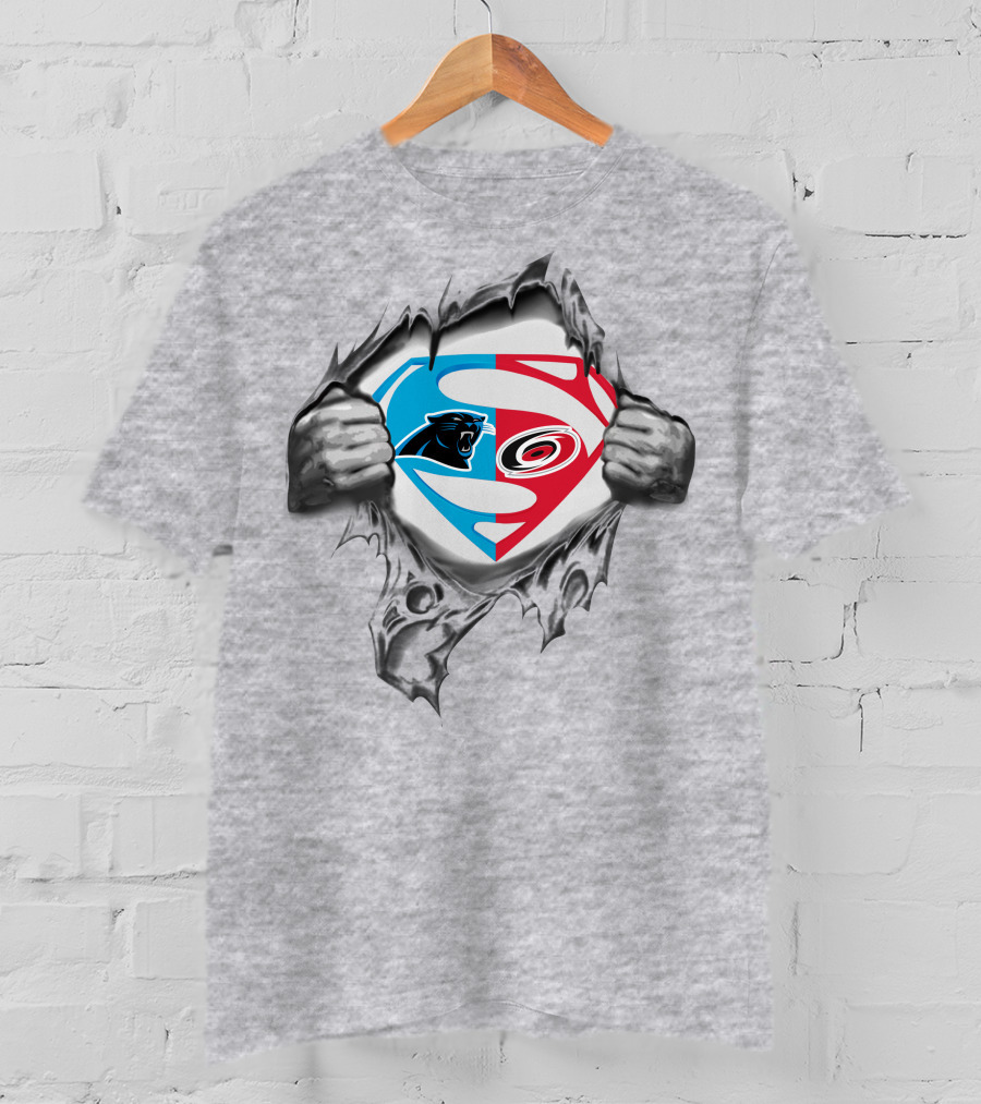 Carolina Panthers Carolina Hurricanes Superman Logo Mashup T-Shirt