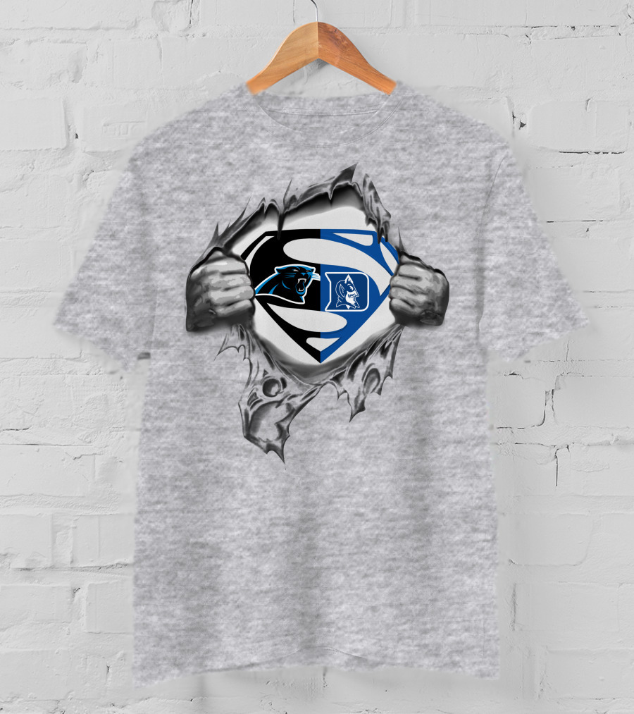Carolina Panthers Duke Blue Devils Superman Logo Combo T-Shirt