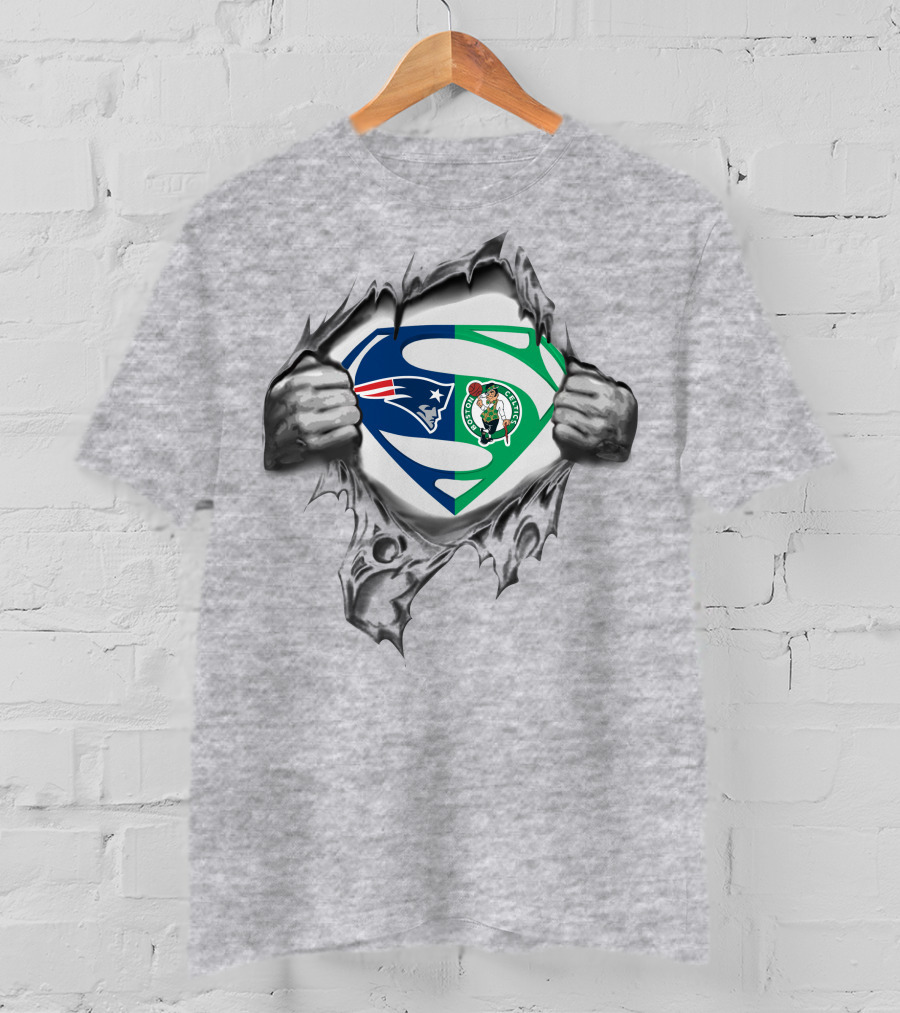 Patriots Boston Celtics Superman Logo Combo T-Shirt