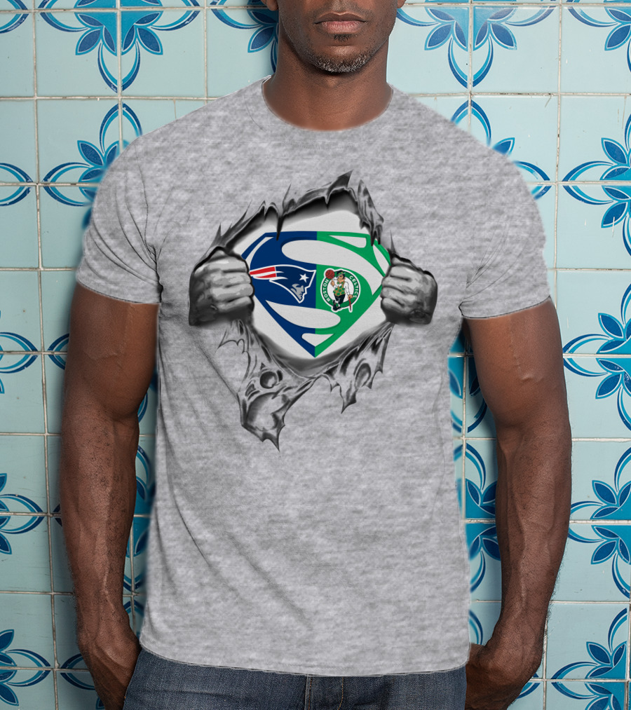 Patriots Boston Celtics Superman Logo Combo T-Shirt