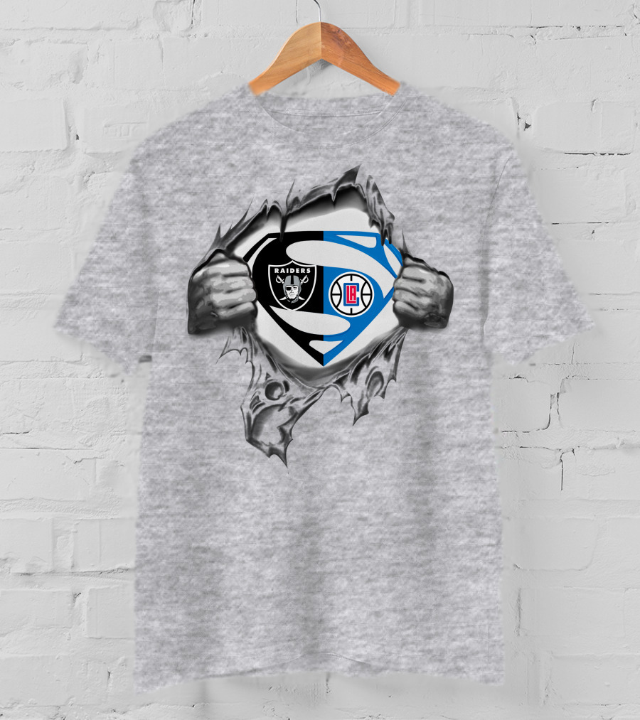Raiders La Clippers Superman Logo Fusion T-Shirt