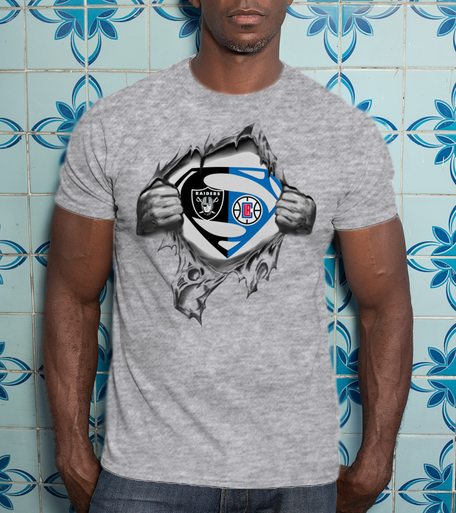Raiders La Clippers Superman Logo Fusion T-Shirt