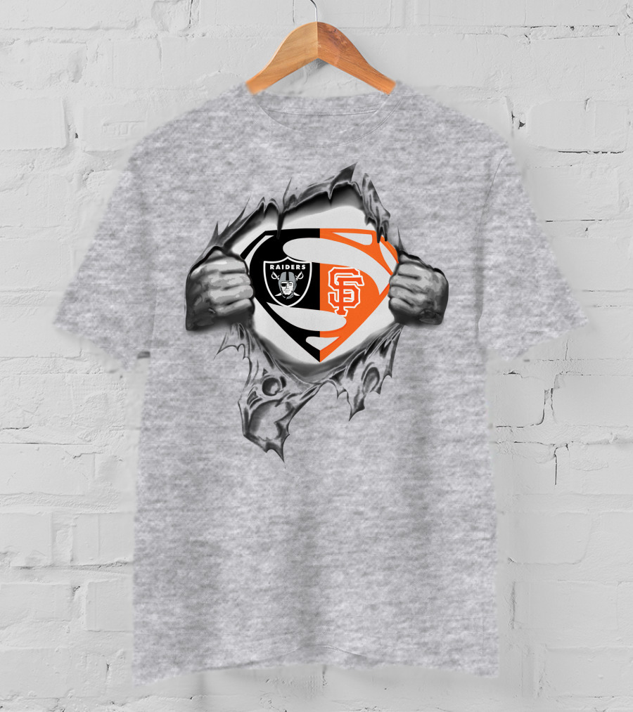 Raiders San Francisco Giants Superman Logo Rip T-Shirt
