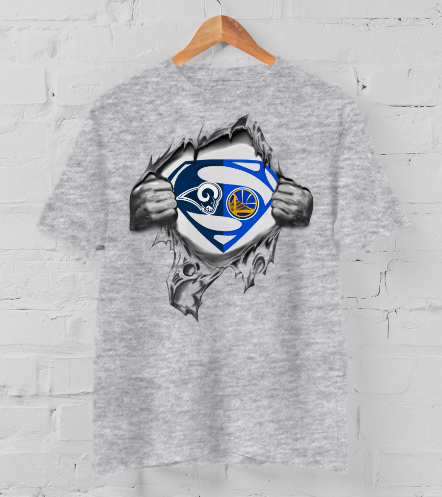 Rams Golden State Warriors Superman Logo Crossover T-Shirt