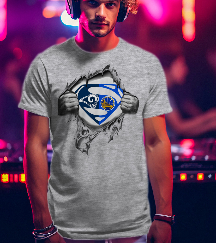 Rams Golden State Warriors Superman Logo Crossover T-Shirt