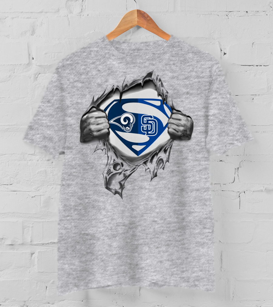 Rams San Diego Padres Superman Logo Mashup T-Shirt