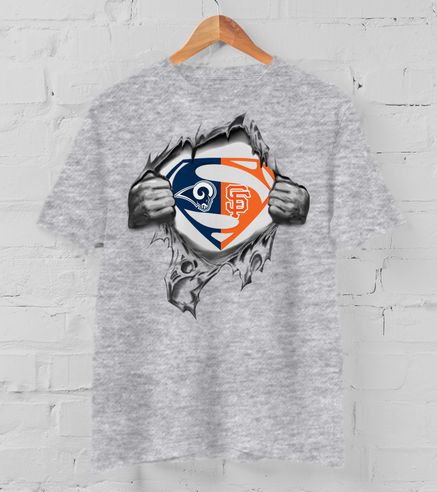 Rams San Francisco Giants Superman Logo Fusion T-Shirt