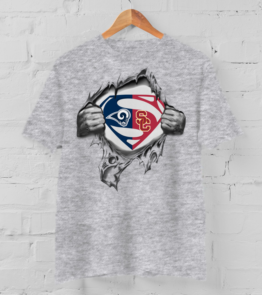 Rams Usc Trojans Superman Logo Mashup Fusion T-Shirt