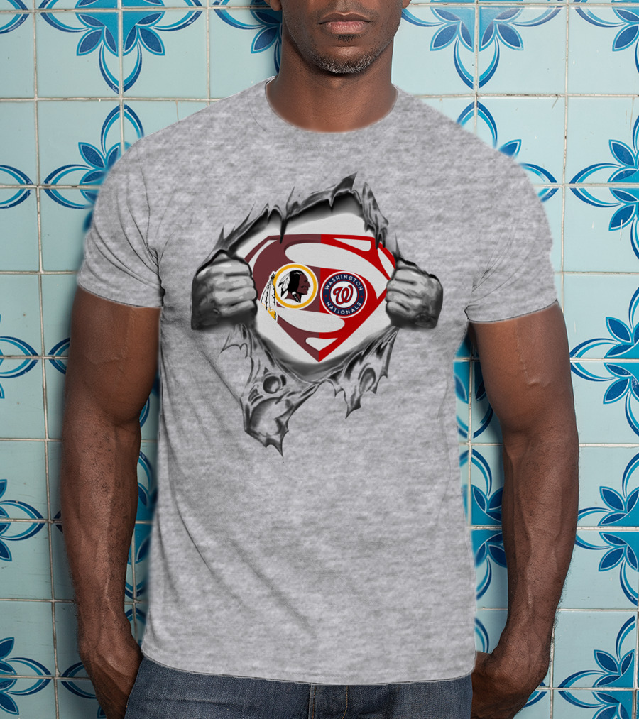Washington Redskins Nationals Superman Logo Fusion T-Shirt