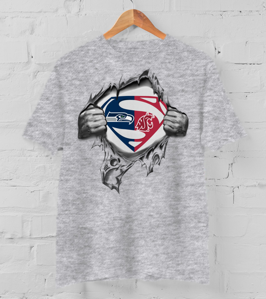 Seahawks Washington State Cougars Superman Logo Mashup T-Shirt
