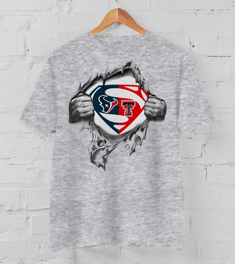 Texans Texas Tech Red Raiders Superman Logo Fusion T-Shirt
