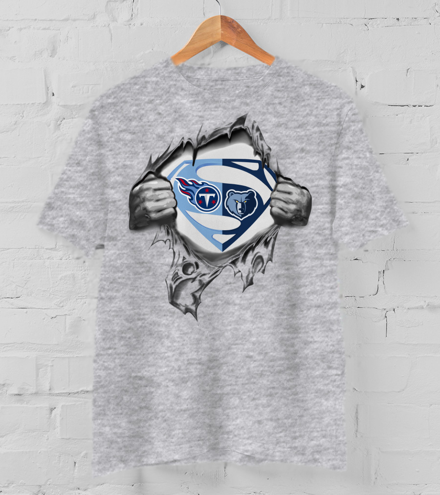 Titans Memphis Grizzlies Superman Logo Mashup T-Shirt