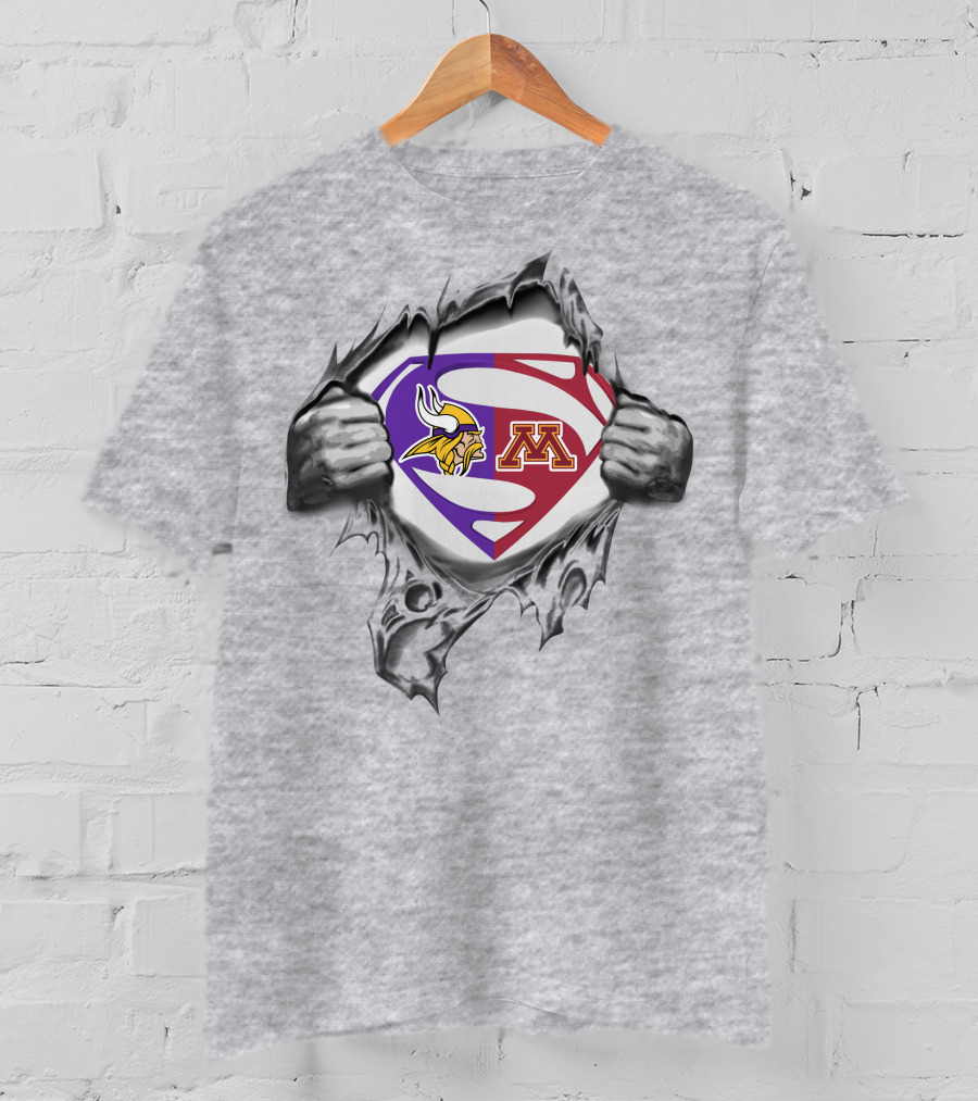 Minnesota Vikings Golden Gophers Superman Logo Shield T-Shirt