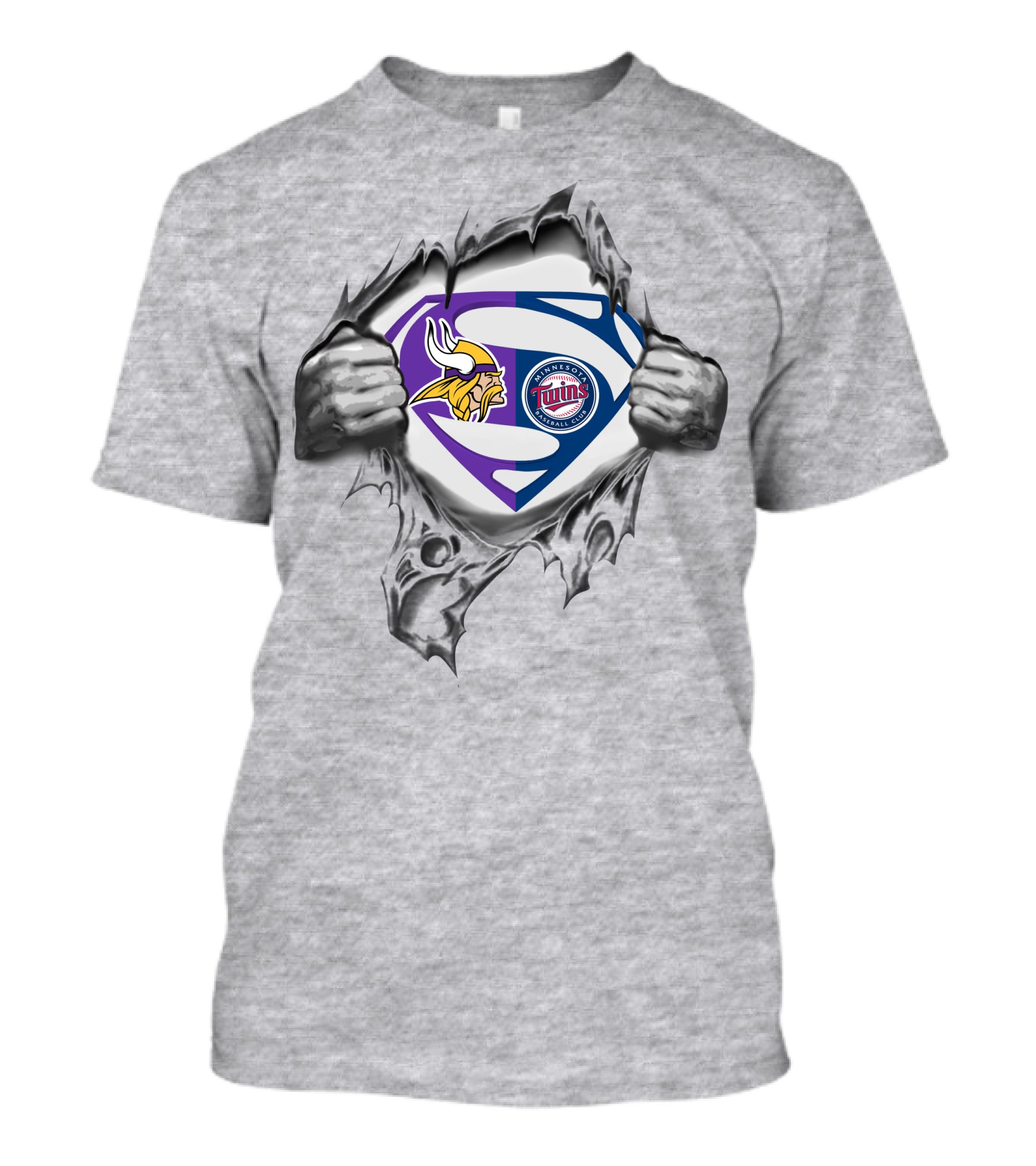 Minnesota Vikings Twins Superman Logo Fusion T-Shirt