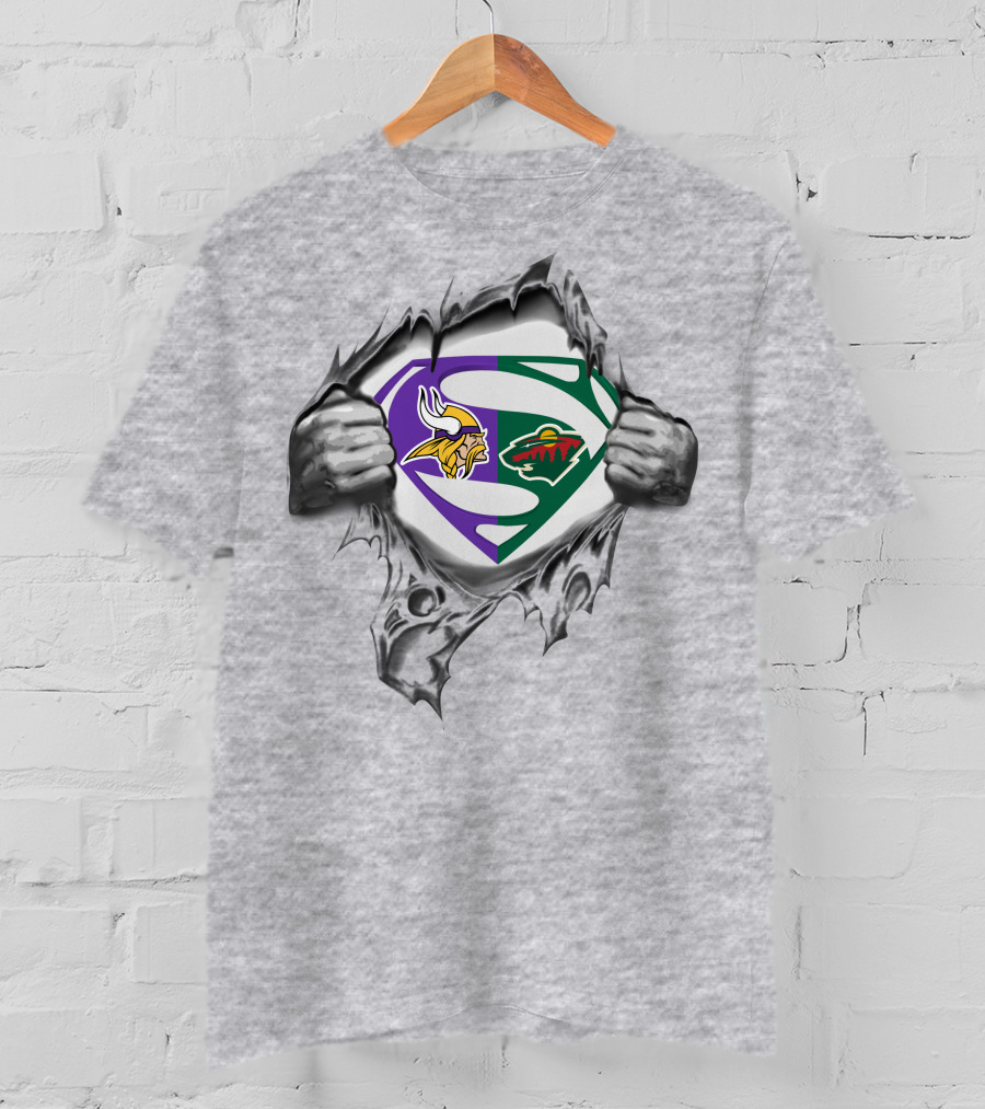 Minnesota Vikings Wild Superman Logo Integration T-Shirt