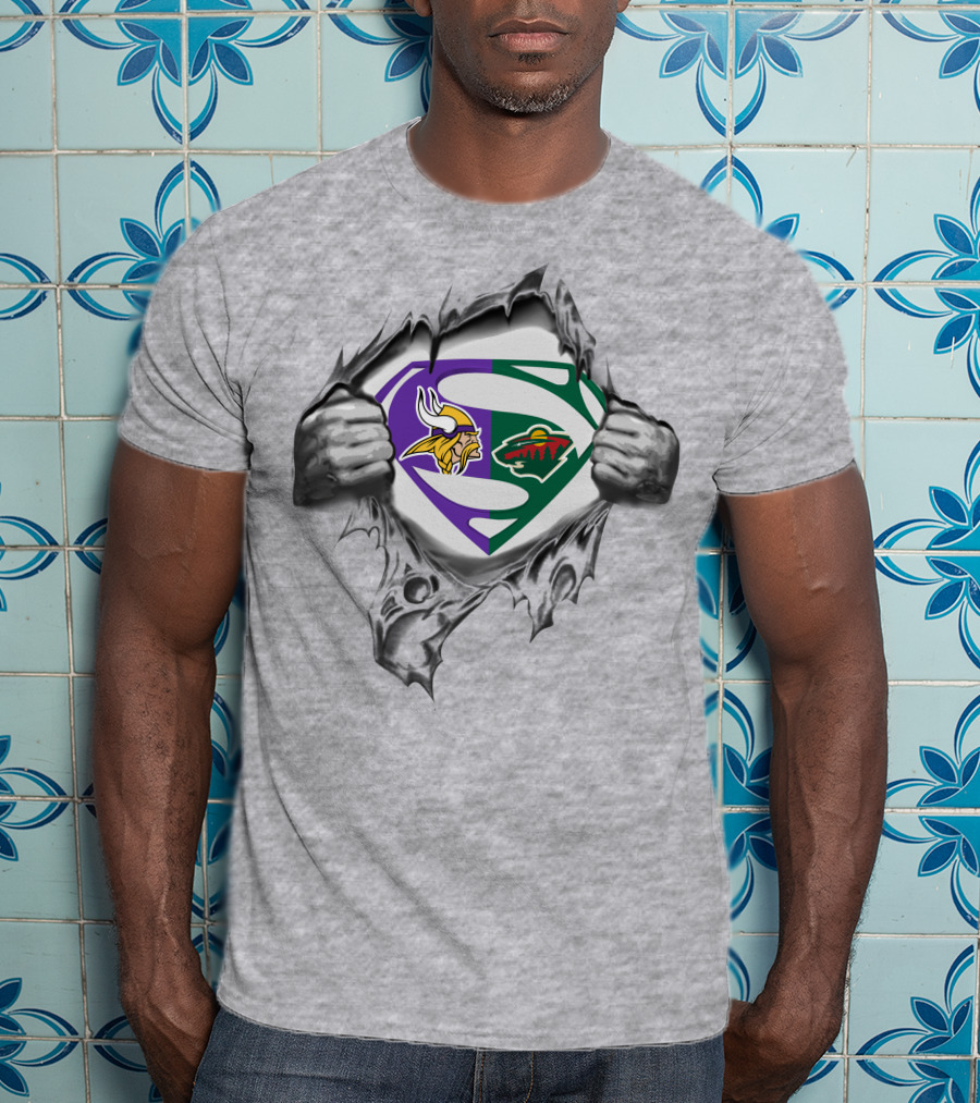 Minnesota Vikings Wild Superman Logo Integration T-Shirt