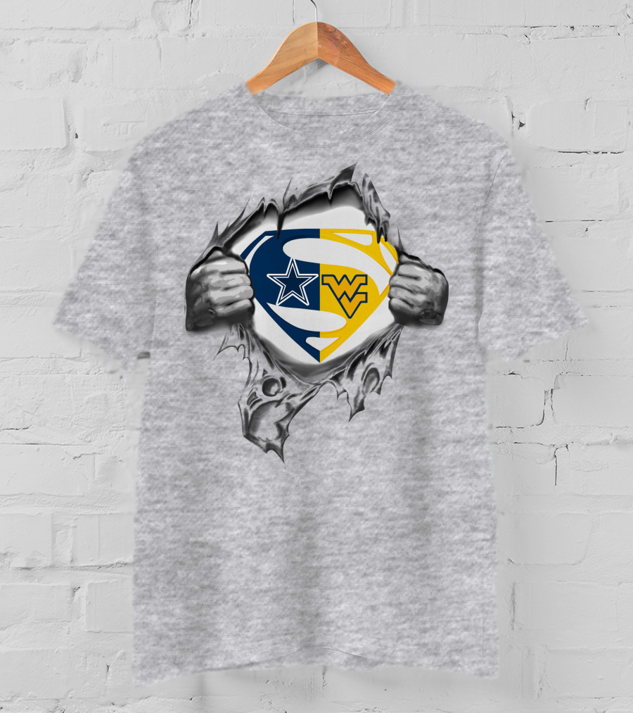 Cowboys West Virginia Mountaineers Superman Logo Fusion T-Shirt