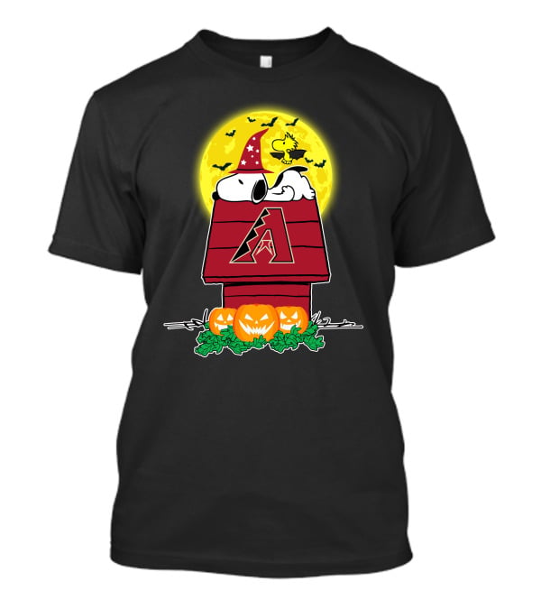 Arizona Diamondbacks Snoopy Halloween Full Moon Pumpkins T-Shirt