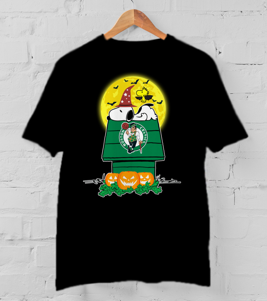 Snoopy Boston Celtics Halloween Moon Pumpkins T-Shirt