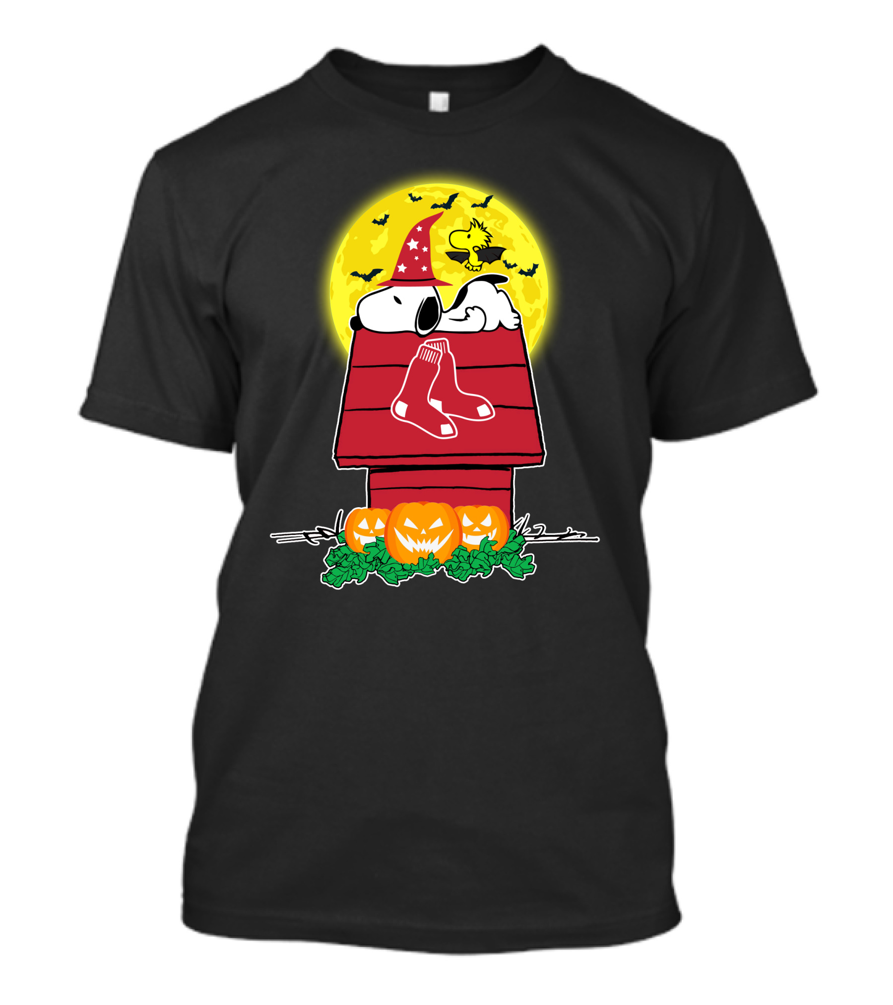 Snoopy And Woodstock Halloween Boston Red Sox Pumpkin House T-Shirt