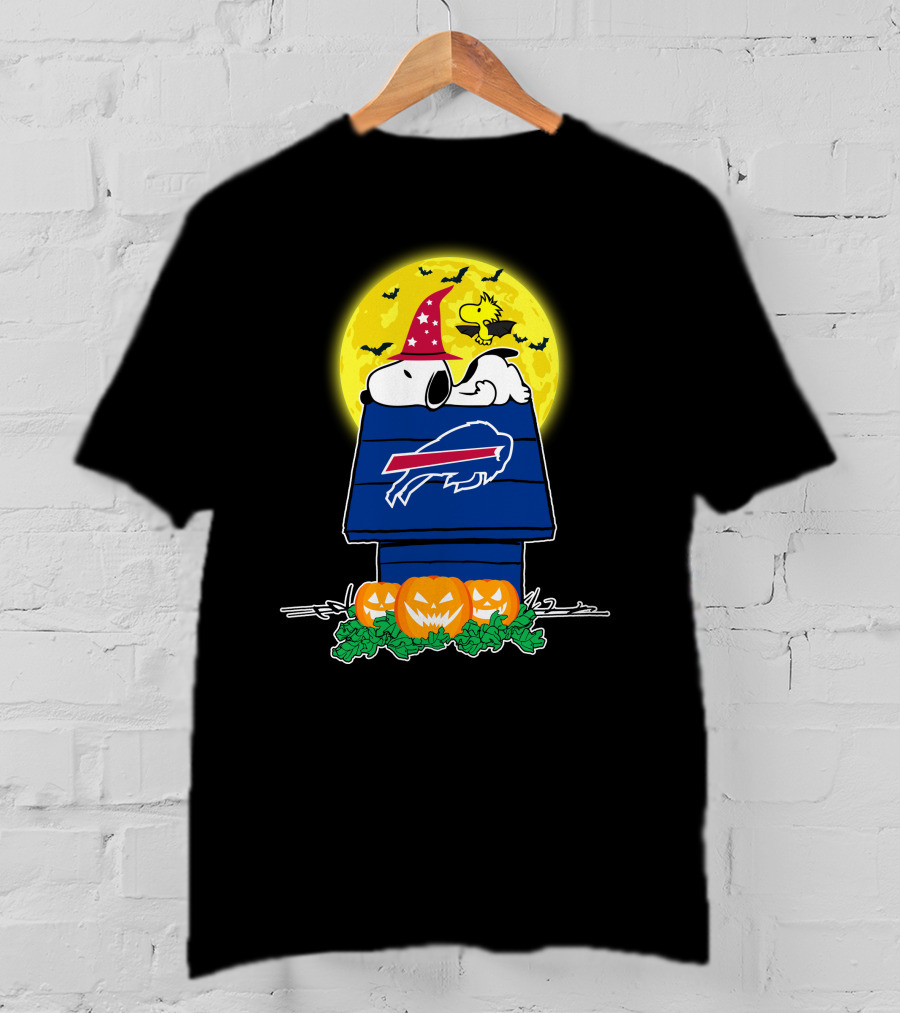 Buffalo Bills Snoopy Halloween Pumpkin Moon Scene Peanuts Celebration T-Shirt