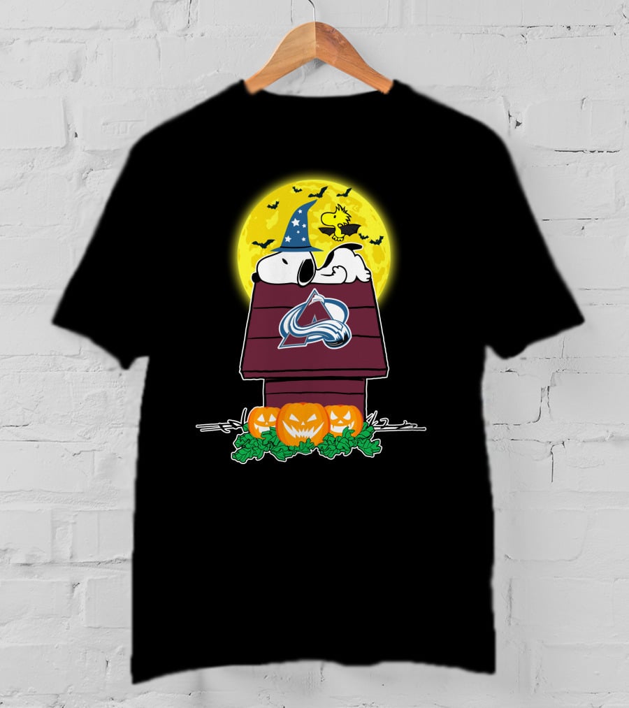 Colorado Avalanche Snoopy Halloween House Moon Pumpkins T-Shirt