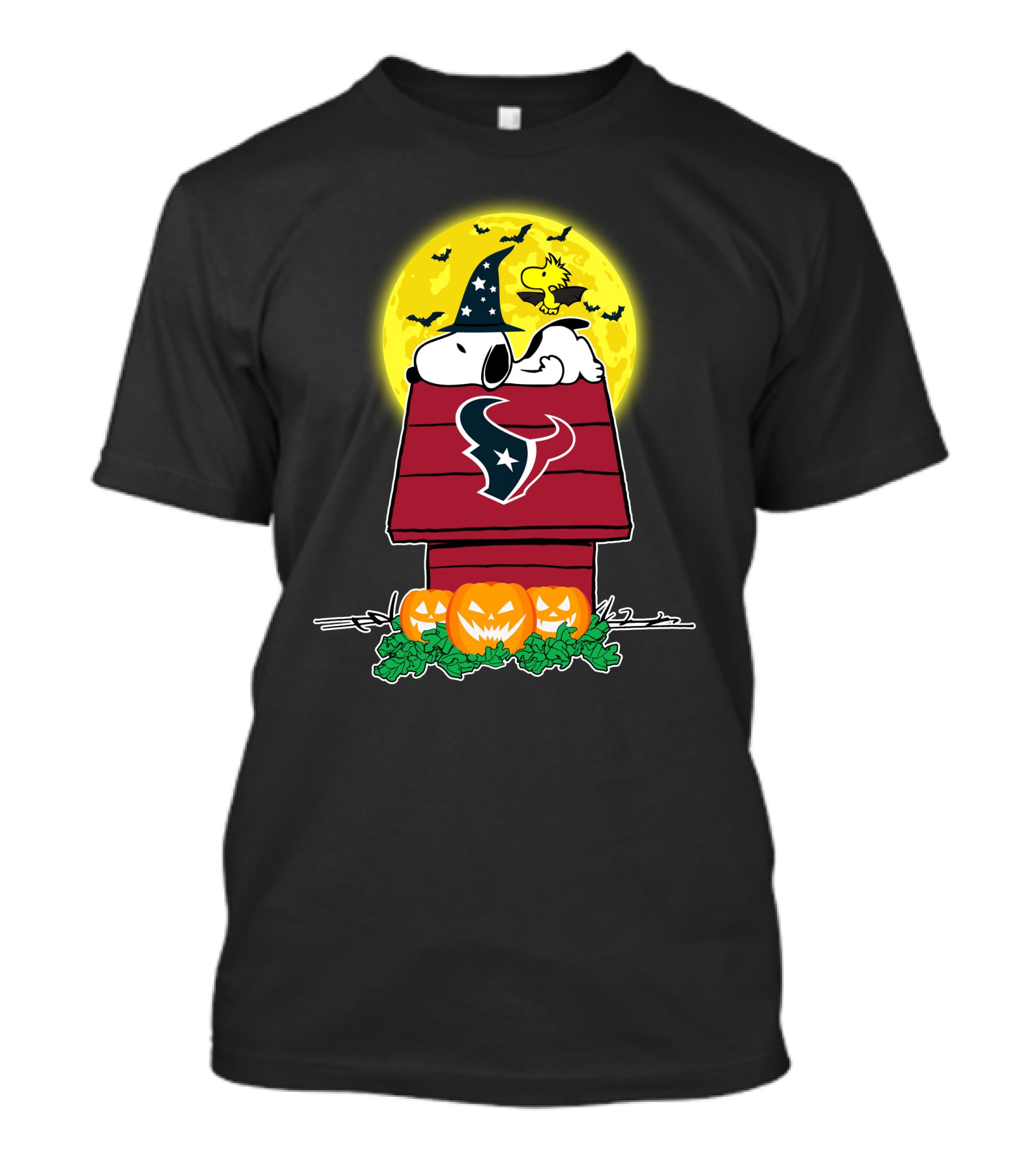 Houston Texans Snoopy Halloween Moon Pumpkin Patch T-Shirt