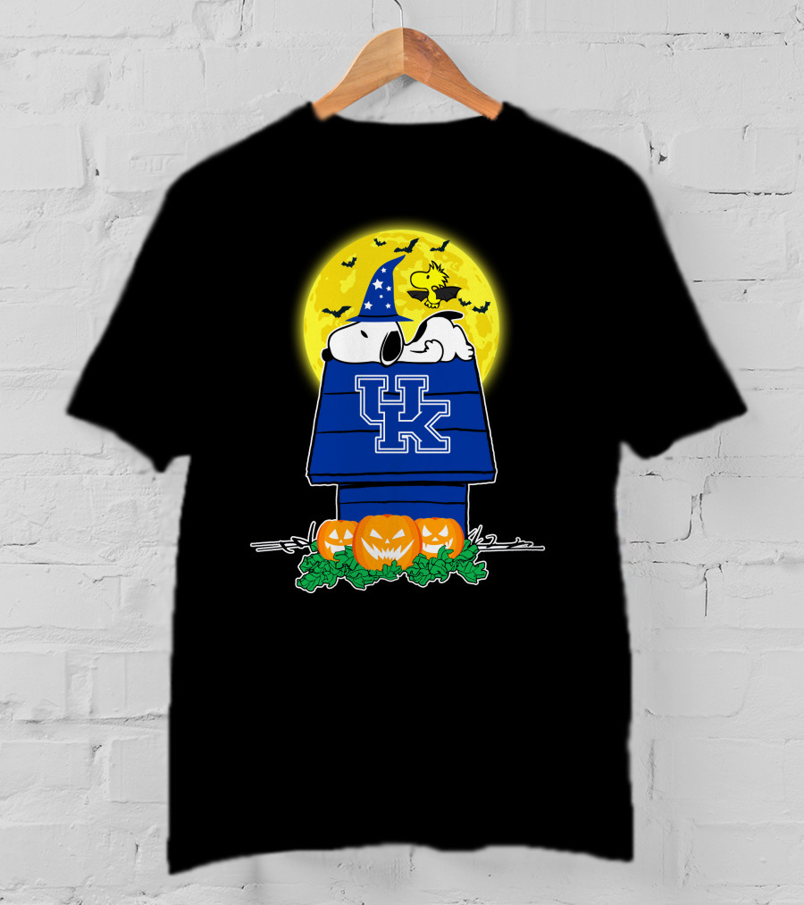 Kentucky Wildcats Snoopy Halloween Moon Pumpkins Woodstock T-Shirt