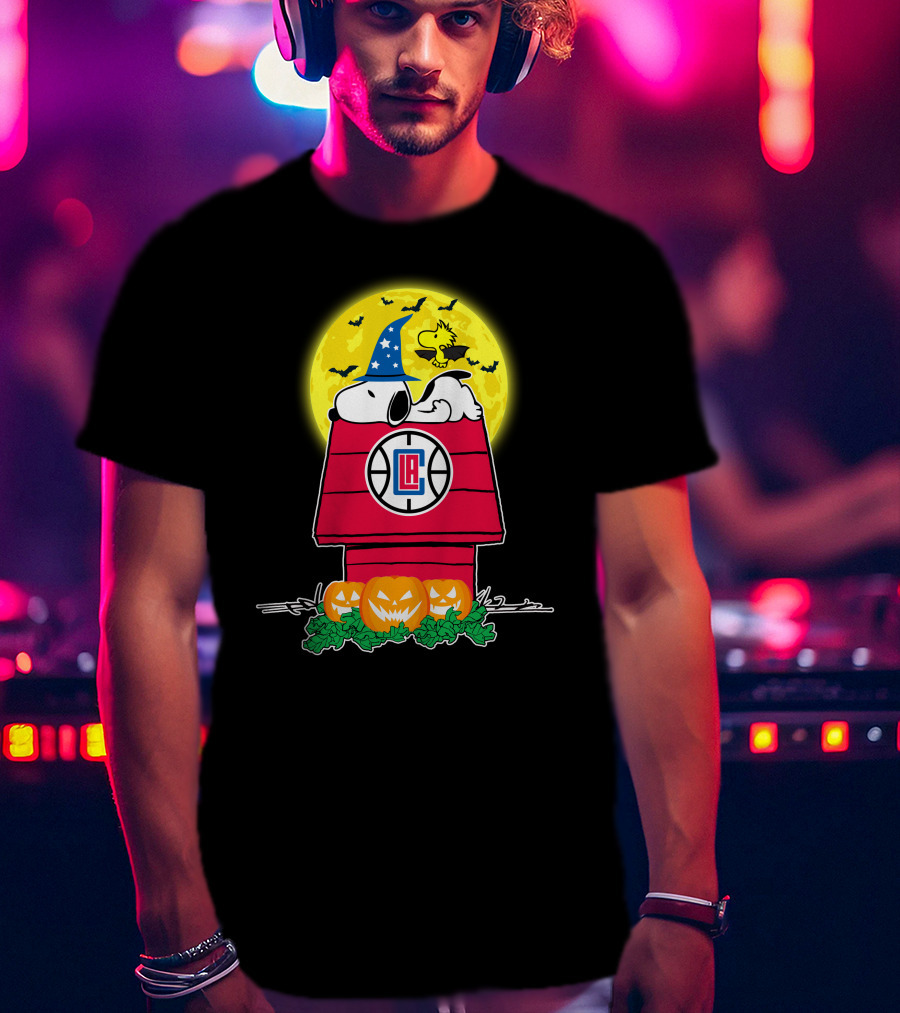 La Clippers Snoopy Halloween Peanuts Pumpkin Patch Moon Bats T-Shirt