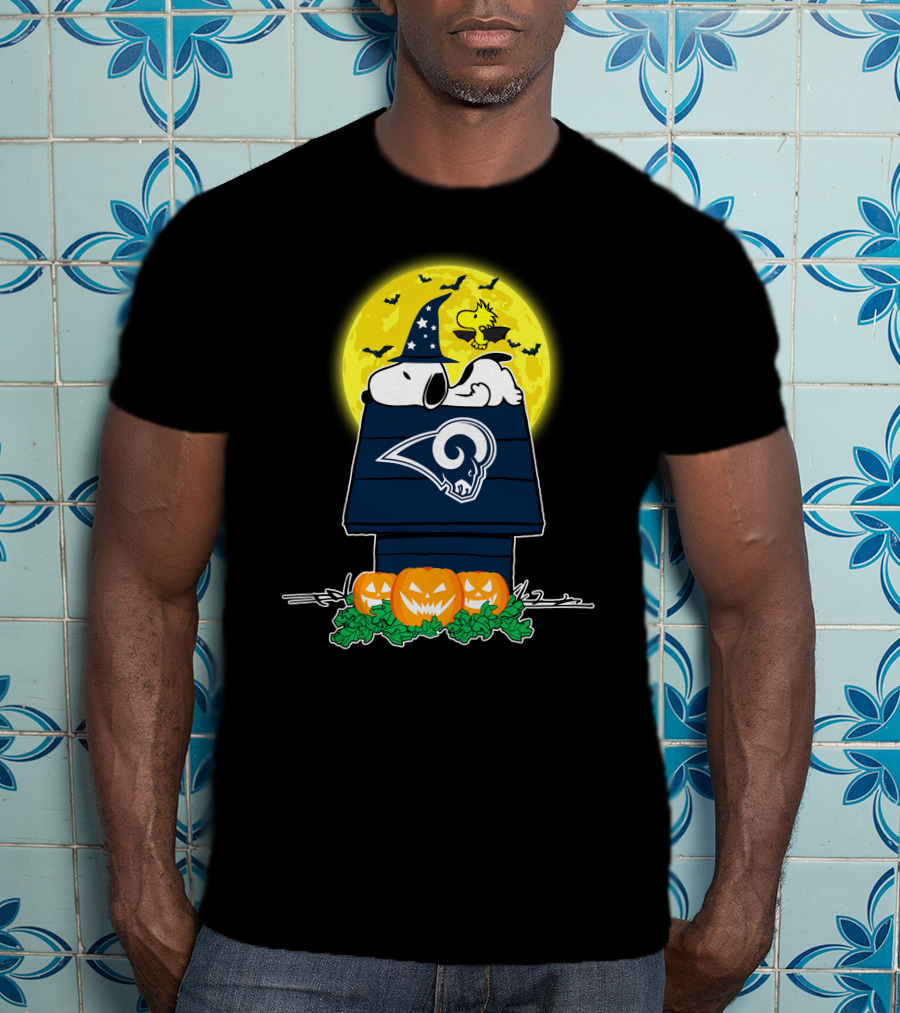 Los Angeles Rams Snoopy Halloween Peanuts Jack-O'-Lanterns Full Moon T-Shirt