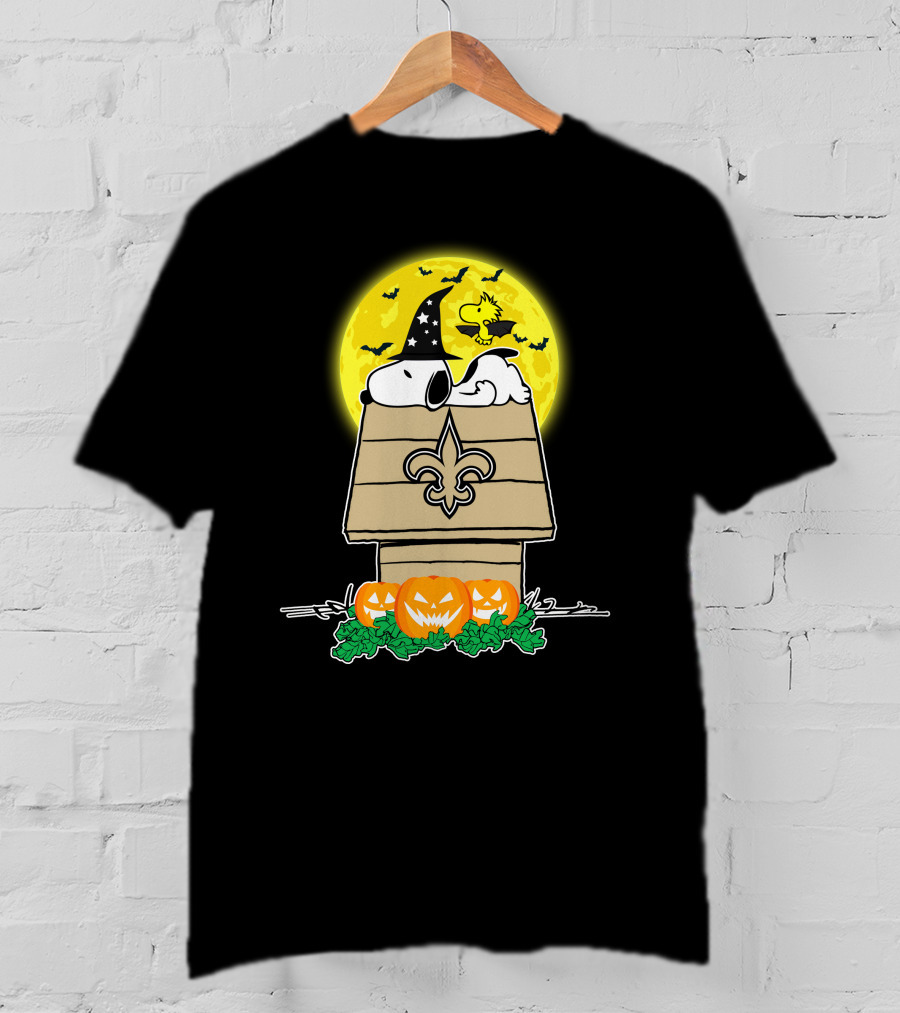 New Orleans Saints Snoopy Halloween Moon Pumpkin House T-Shirt