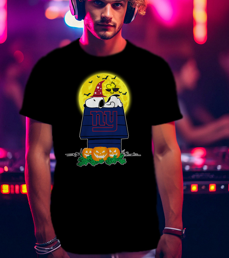 New York Giants Snoopy Halloween Pumpkin Moonbat T-Shirt
