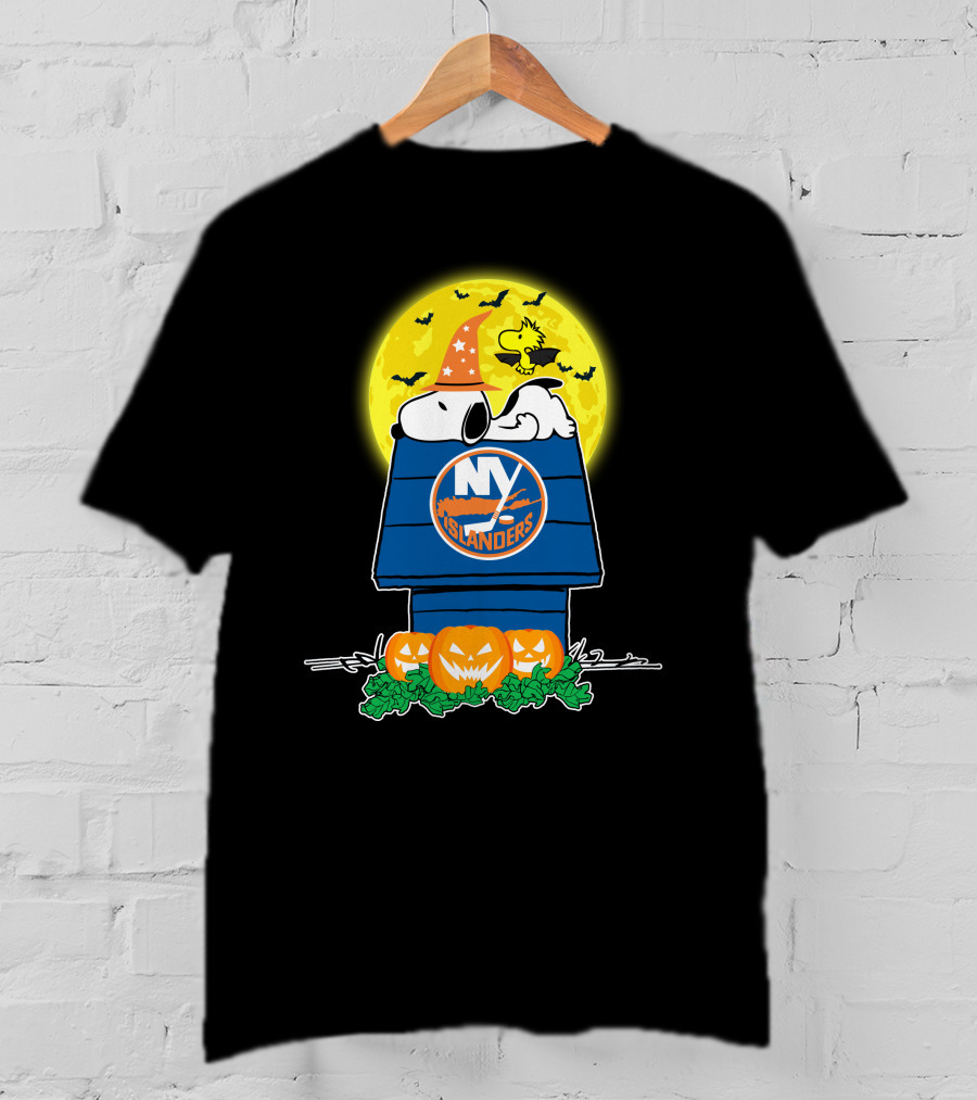 New York Islanders Snoopy Halloween Full Moon Pumpkins Wizards T-Shirt