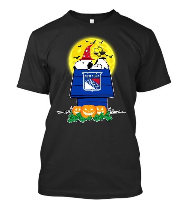 New York Rangers Snoopy Halloween Pumpkin Moon T-Shirt