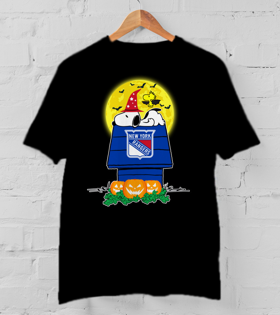 New York Rangers Snoopy Halloween Pumpkin Moon T-Shirt