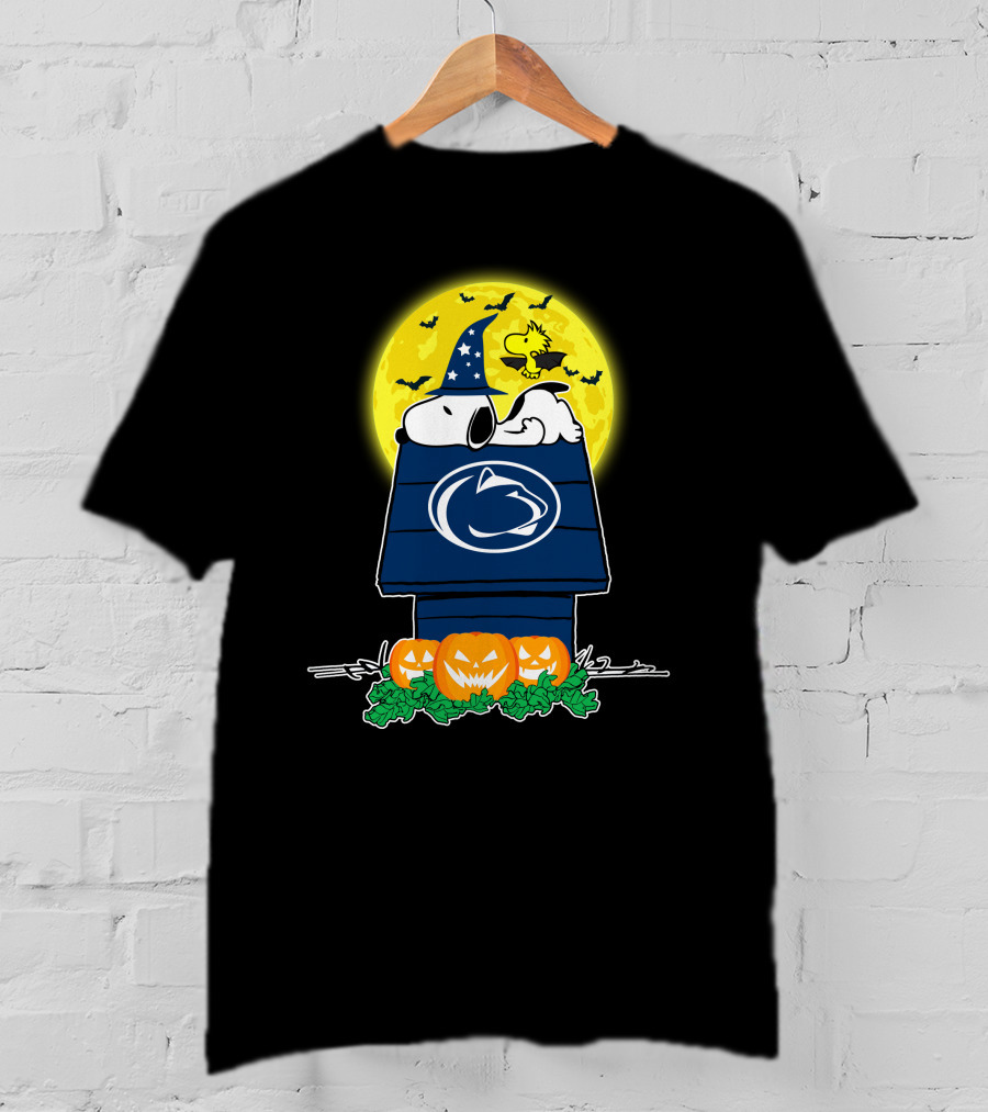Penn State Nittany Lions Snoopy Halloween Moon Pumpkins Woodstock T-Shirt