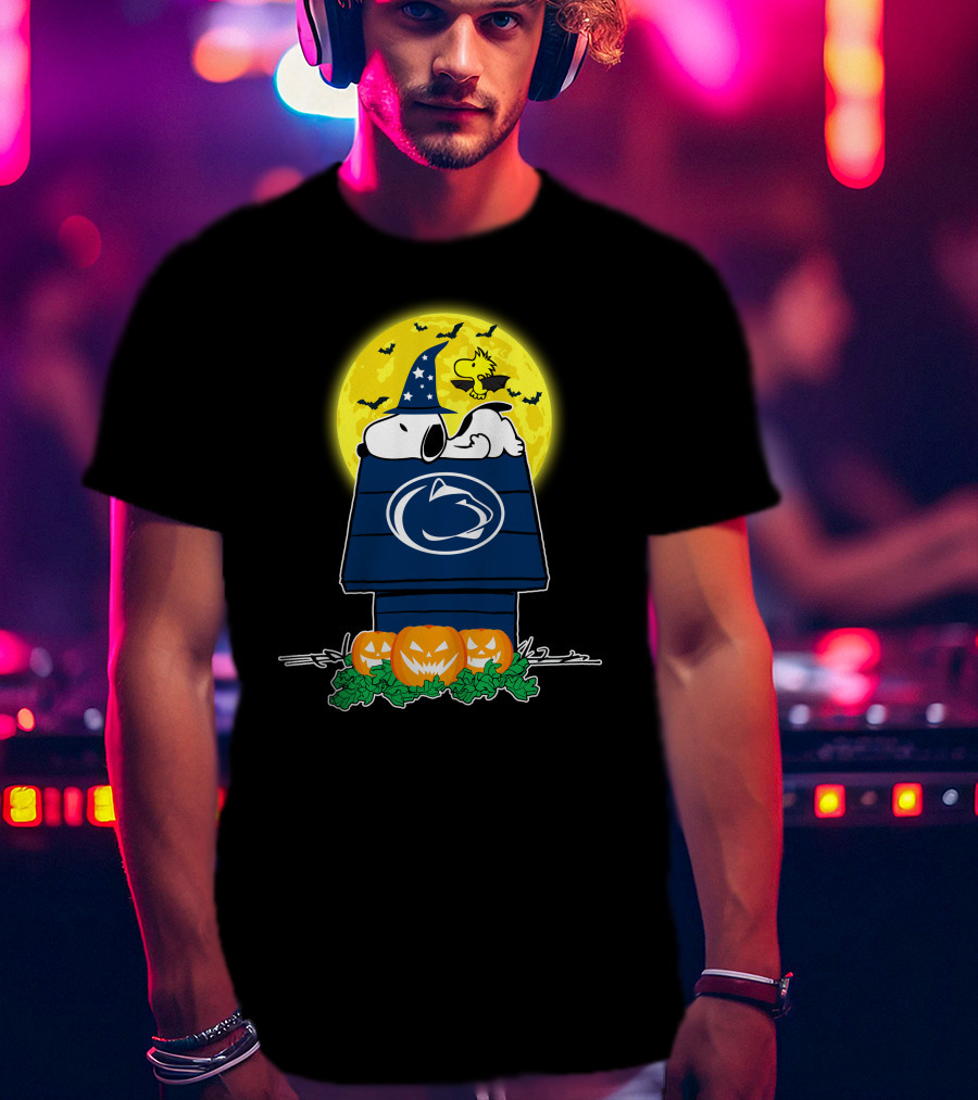 Penn State Nittany Lions Snoopy Halloween Moon Pumpkins Woodstock T-Shirt