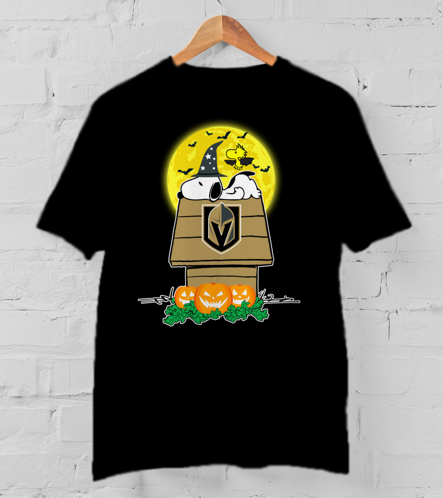 Vegas Golden Knights Halloween Snoopy And Woodstock Pumpkin House T-Shirt