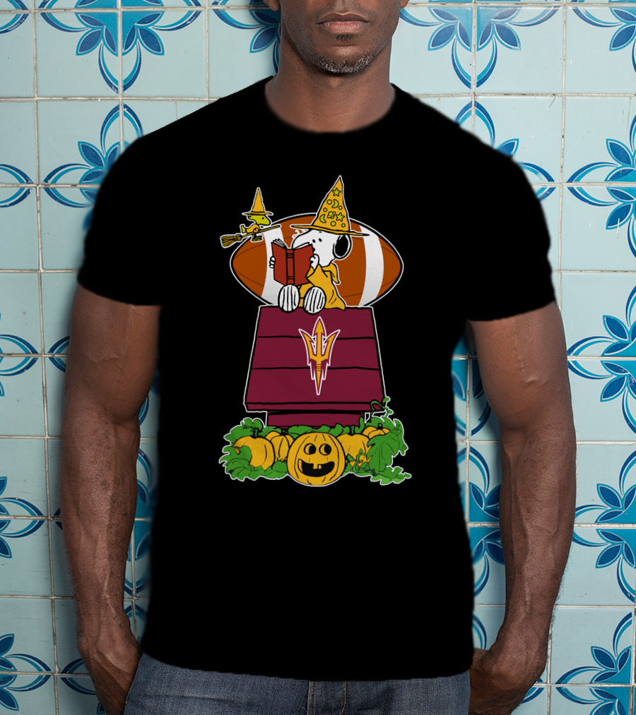 Arizona State Sun Devils Snoopy Halloween Football Charlie Brown Pumpkin T-Shirt