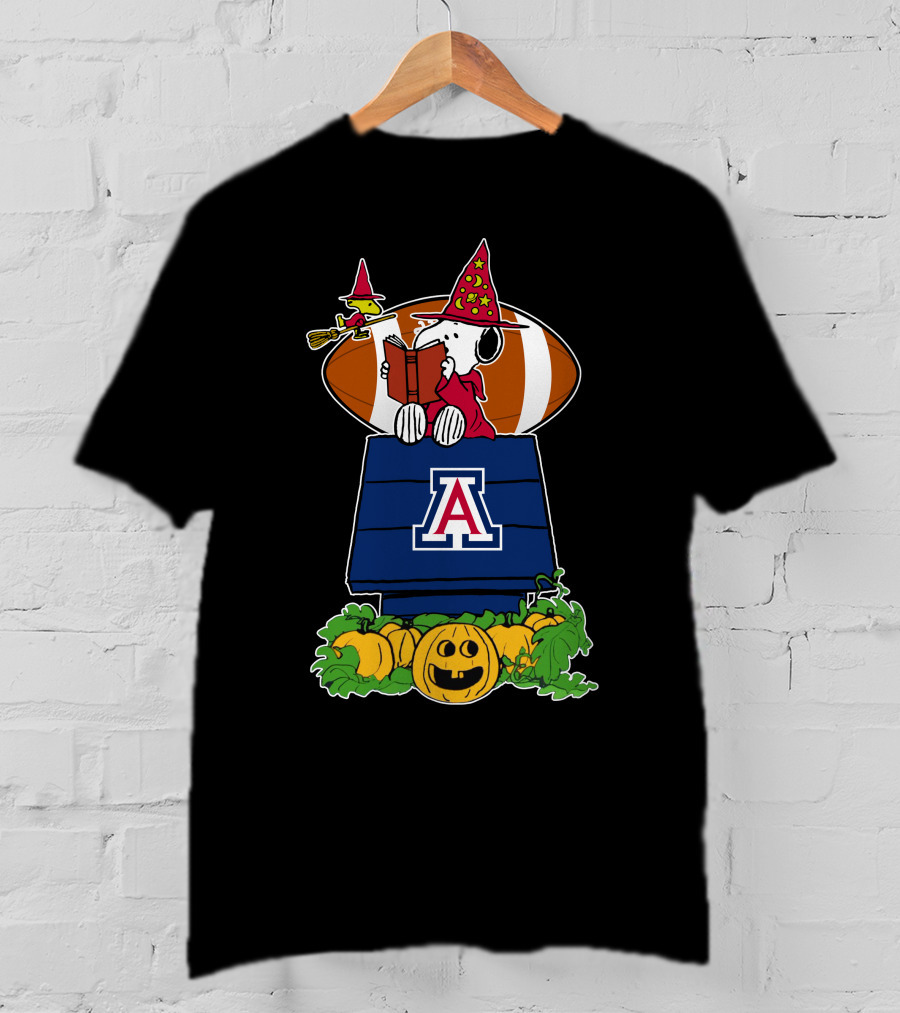 Arizona Wildcats Snoopy Halloween Football Pumpkin Scene T-Shirt