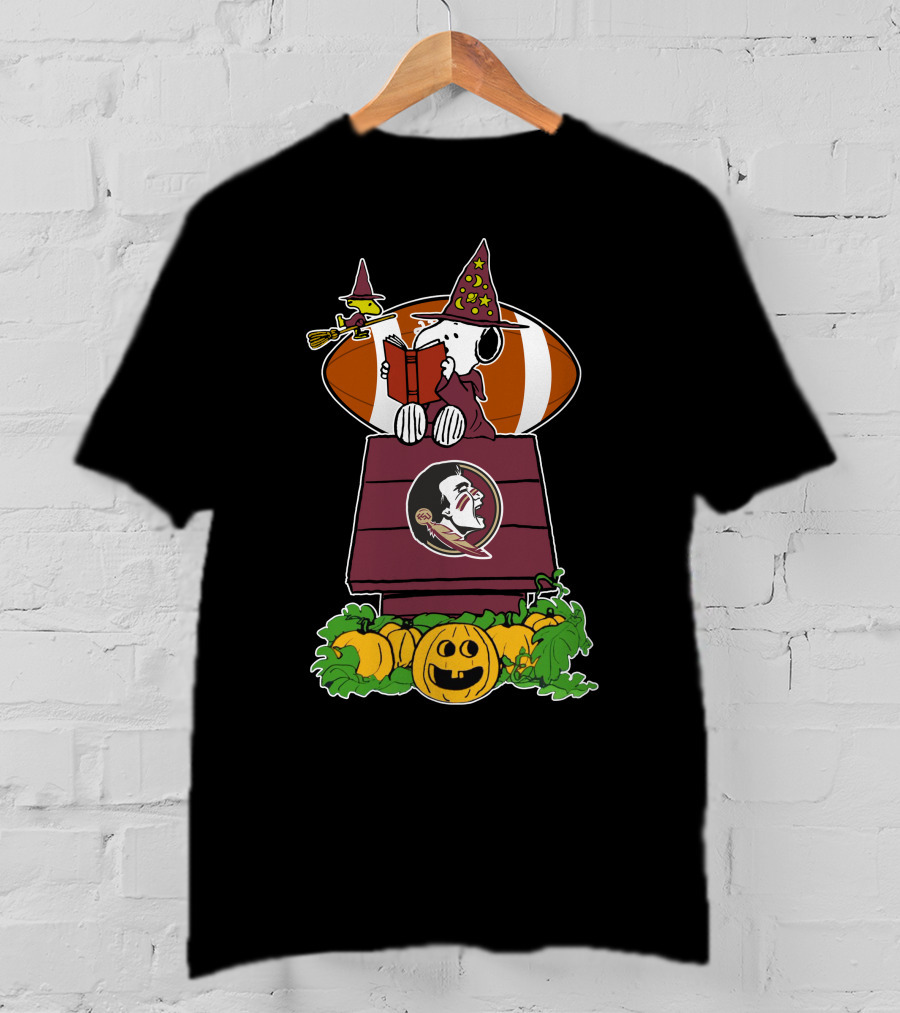 Florida State Seminoles Snoopy Halloween Witch And Pumpkins T-Shirt