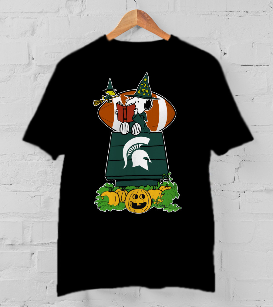 Michigan State Spartans Snoopy Halloween Football Pumpkin House T-Shirt