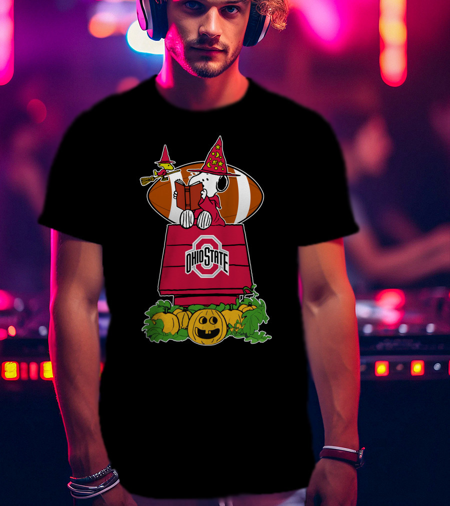 Ohio State Buckeyes Snoopy Woodstock Halloween Football Pumpkin T-Shirt