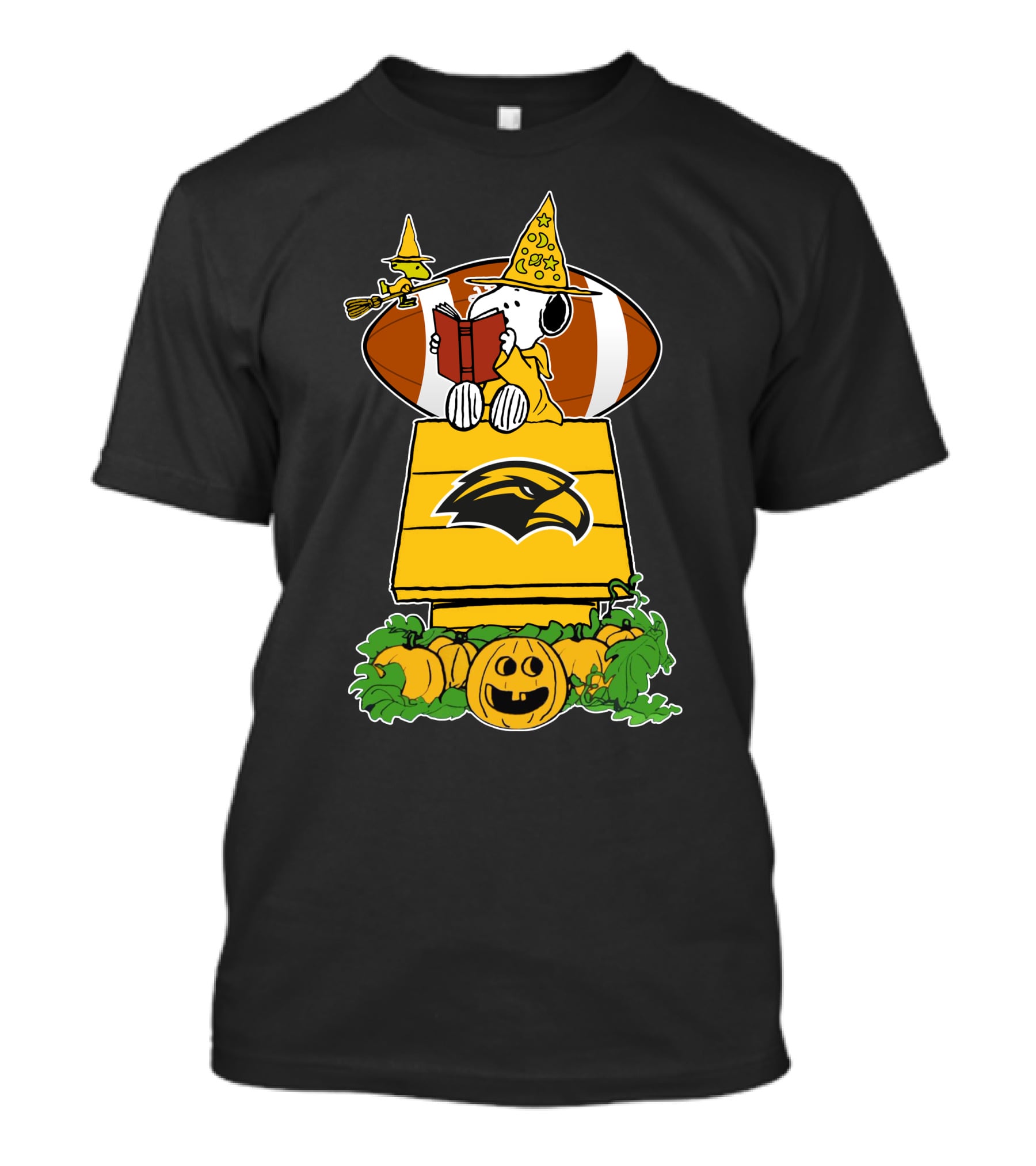 Southern Mississippi Golden Eagles Snoopy Halloween Football Pumpkin House T-Shirt