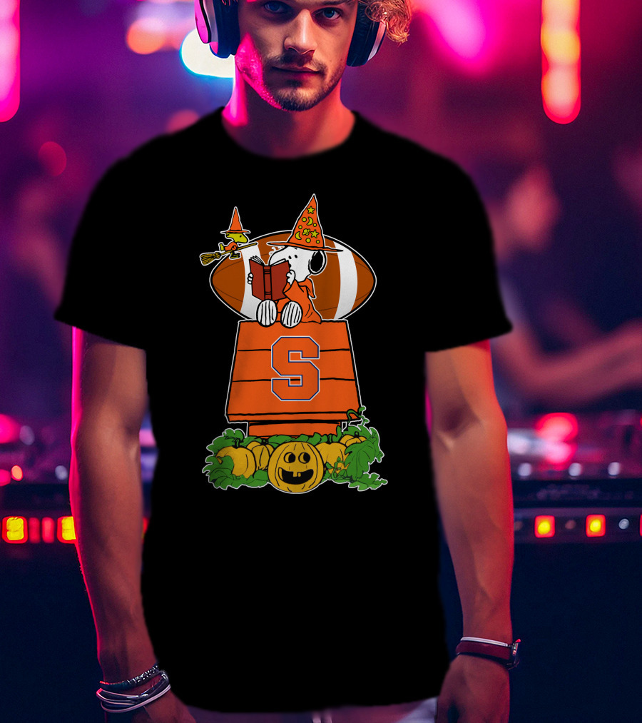 Syracuse Orange Snoopy Halloween Witch Hat Pumpkin Football House T-Shirt