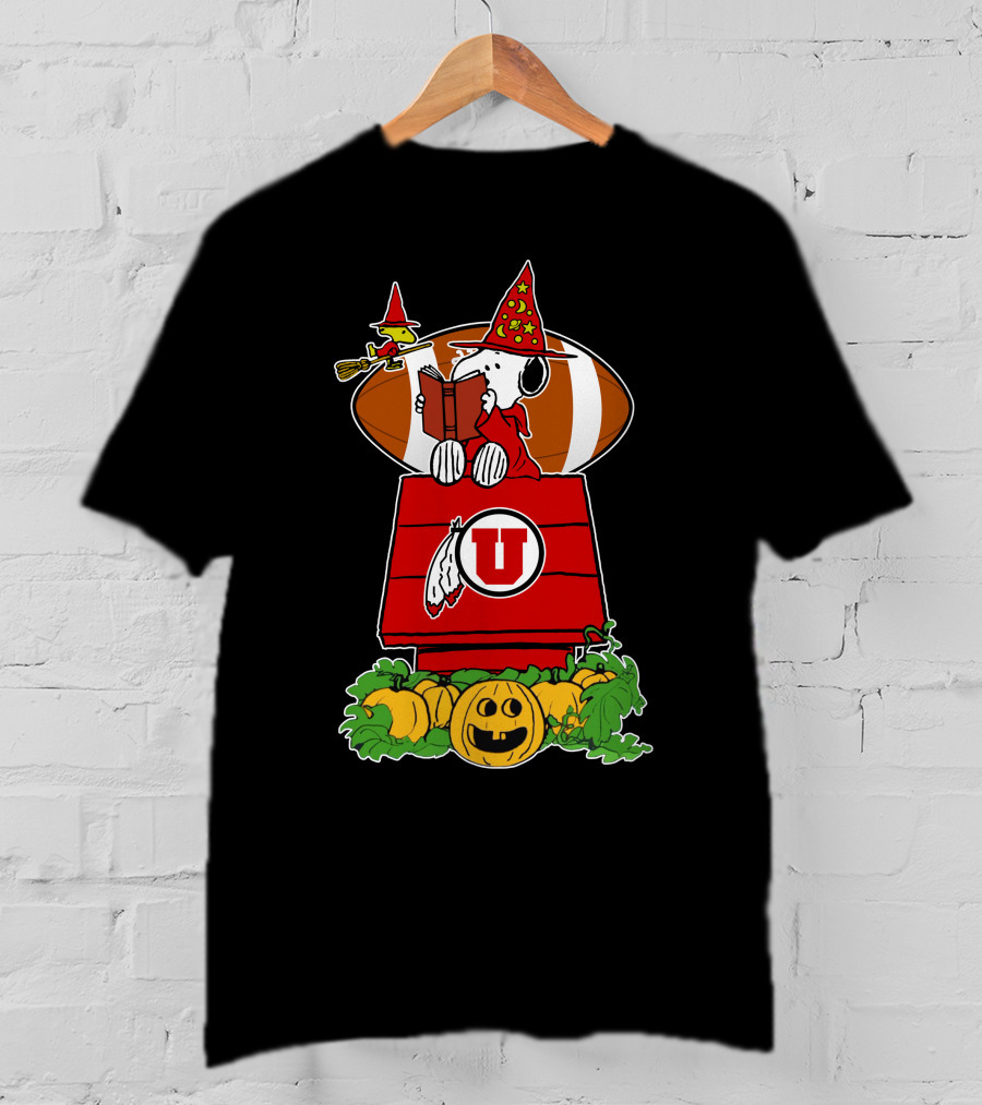 Snoopy Utah Utes Halloween Football Pumpkins T-Shirt
